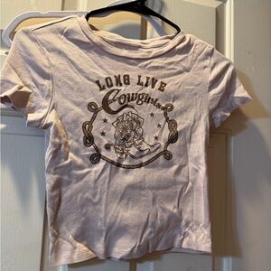 Baby Tee 'Long Live Cowgirls' Graphic Tee - Light Pink